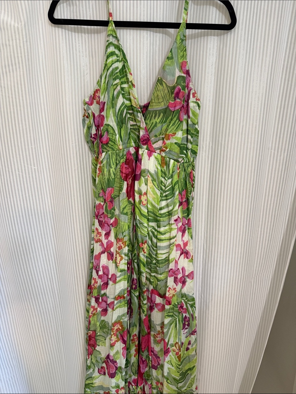 Floral Green and Pink Maxi Dress